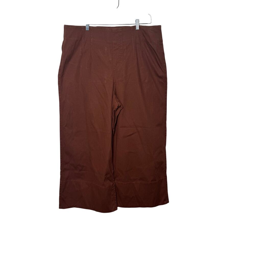 Spanx Women’s 2X Brown Wide Leg Pull-On Pants Cotton Lounge Casual Workwear‎